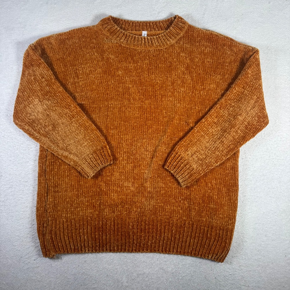 Zenana Premium Chenille Sweater Womens XL Burnt Orange Excellent Ribbed Pullover
